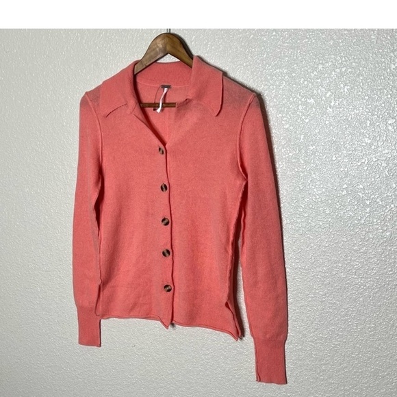 NWOT Free People 100% Cashmere Button Collar Cardigan - Picture 6 of 14